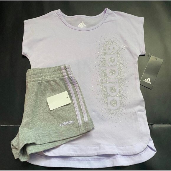 NWT Adidas Metallic Athletic Set Girls Size 6 x - Picture 1 of 3